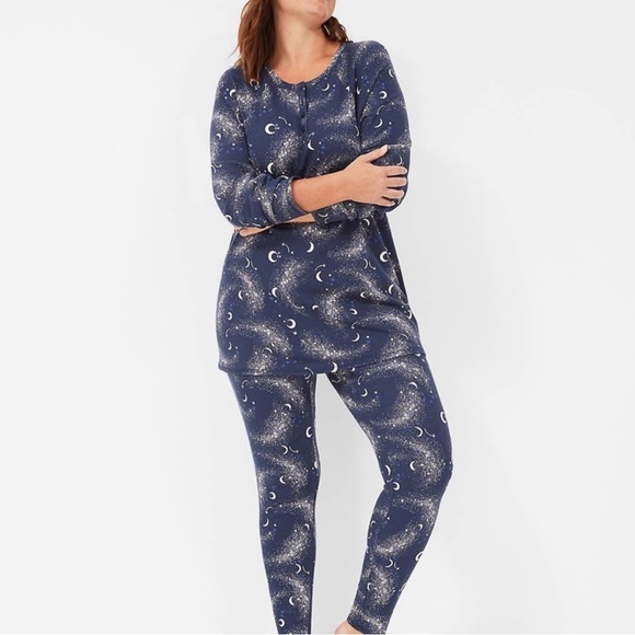 Lane Bryant/Cacique 26/28 L Pajama Top Tunic Thermal Legging Set - Picture 1 of 4